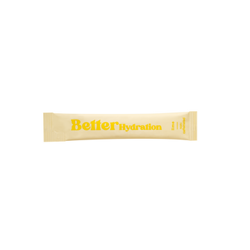 Beige stick pack labeled “Better Hydration” with “Lime” and “0 mg caffeine” text on the right.