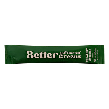 Green Better Greens caffeinated drink mix stick packet, strawberry pineapple flavor, 120 mg caffeine per serving