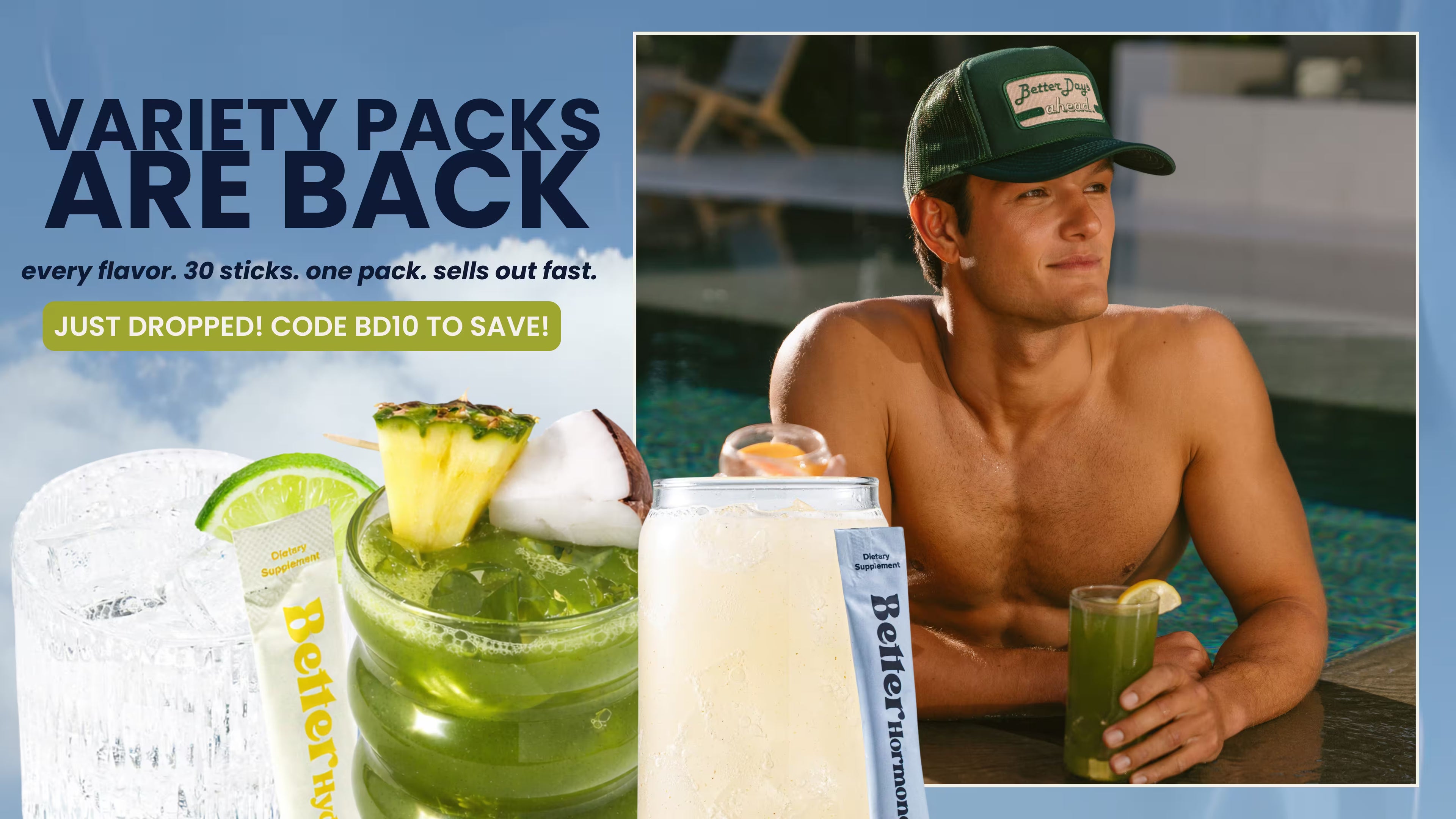 Promotional banner announcing variety packs are back