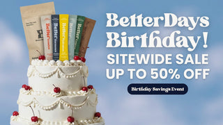 Birthday cake with BetterDays sticks on top